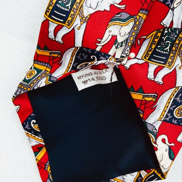 Rene Chagal Handmade Necktie Silk Circus Elephants Design L59" - Picture 8 of 14